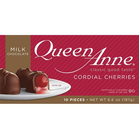 Queen anne cherries - Queen Anne Chocolate Covered Cordial Cherries 5 Flavor Variety Sampler - Coconut, Black Cherry Cola, Milk Chocolate, Dark Chocolate, and French Vanilla - - 10 Cordial Cherries Per Flavor - 50 Total . Brand: Queen Anne Cordial Cherries Sampler. 3.9 3.9 out of 5 stars 79 ratings.
